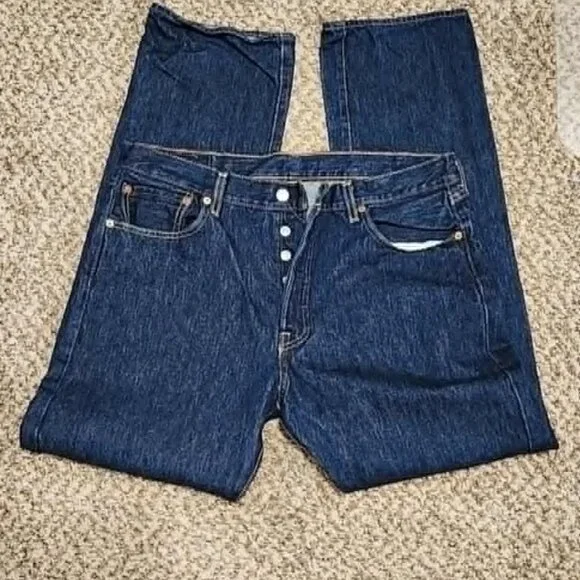 Mens button fly Levis 501  jeans  34x32 - Picture 2 of 6
